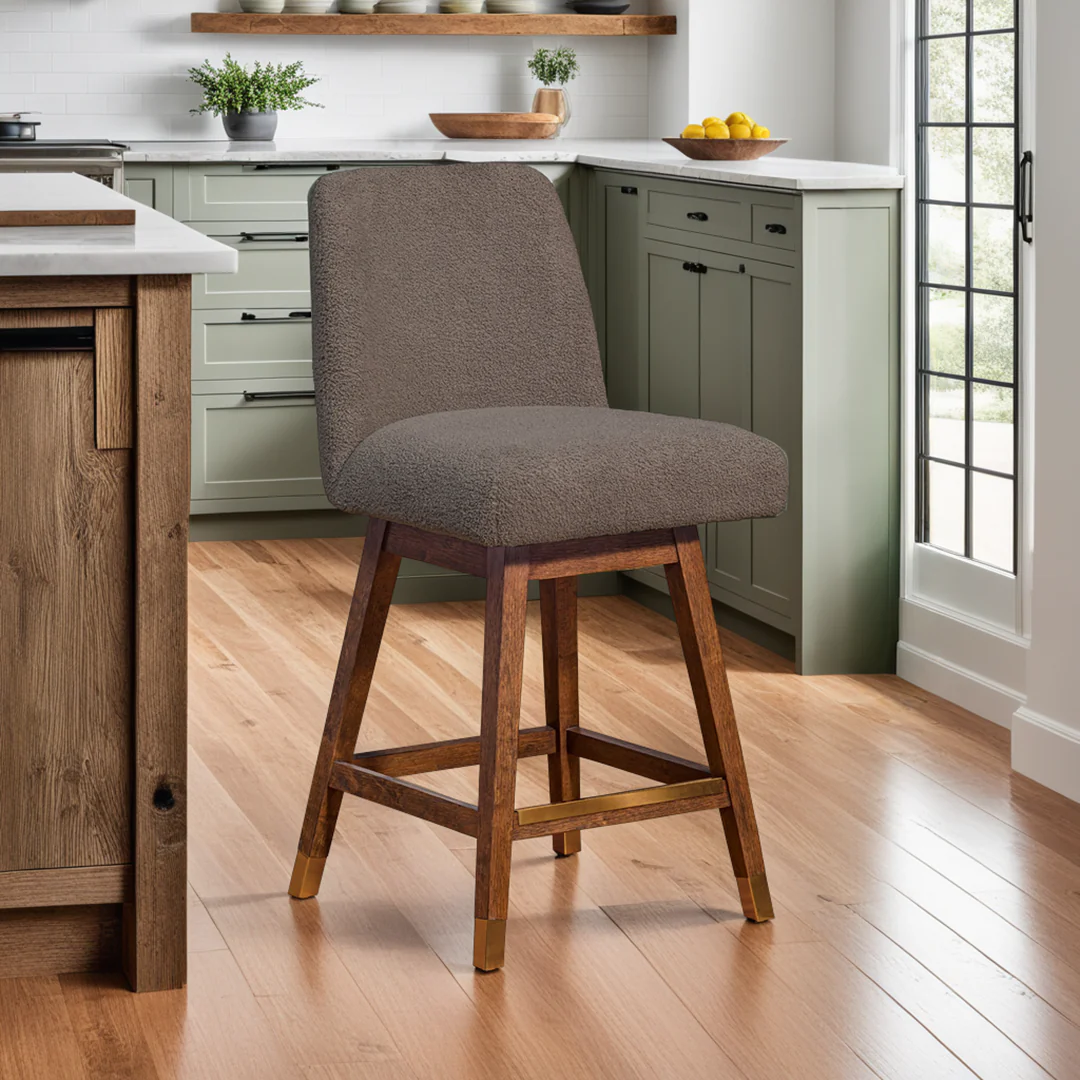 Amelia Upholstered Swivel Stool - Brown - Image 2