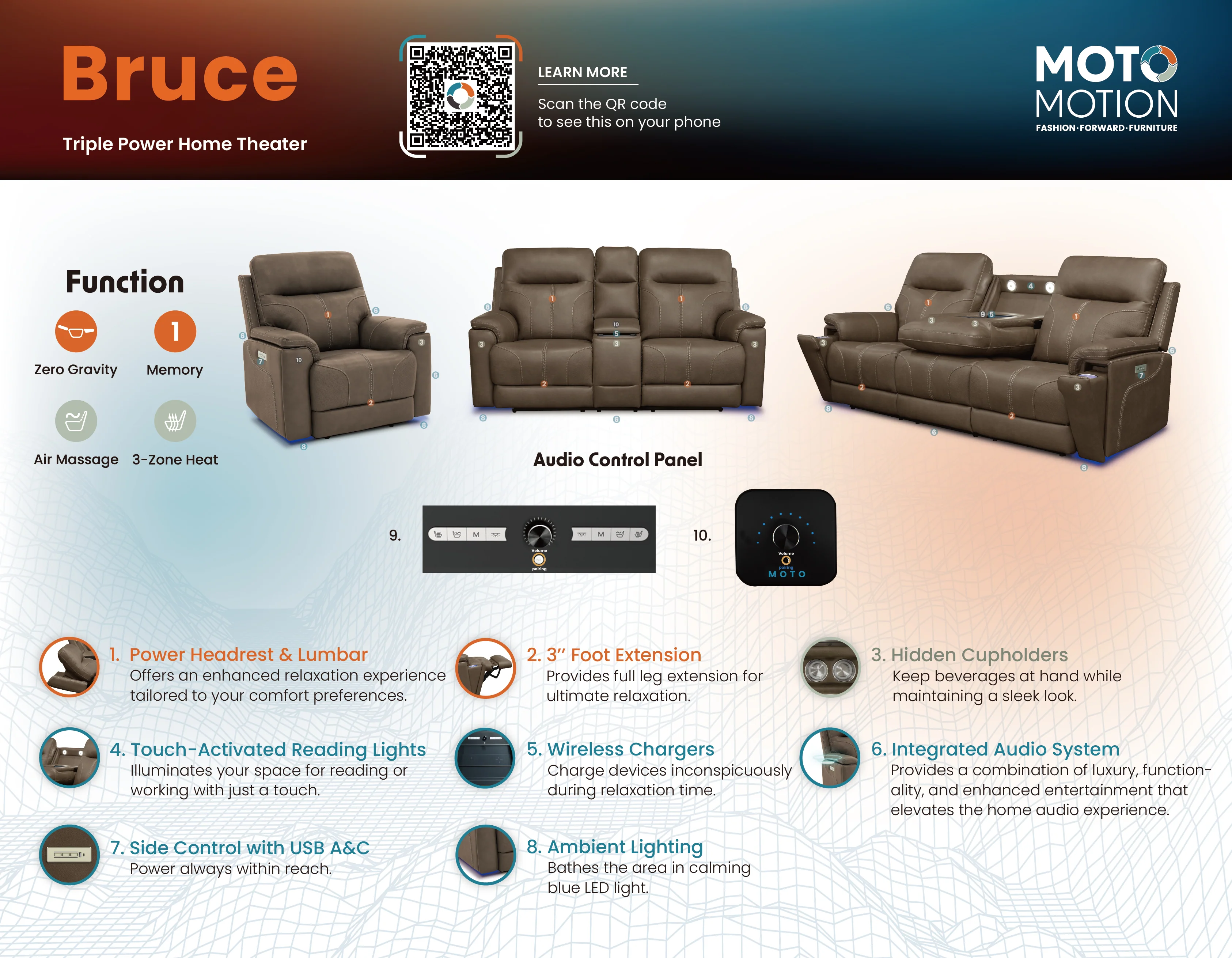 Bruce Zero-G Home Theater Recliner - Image 11