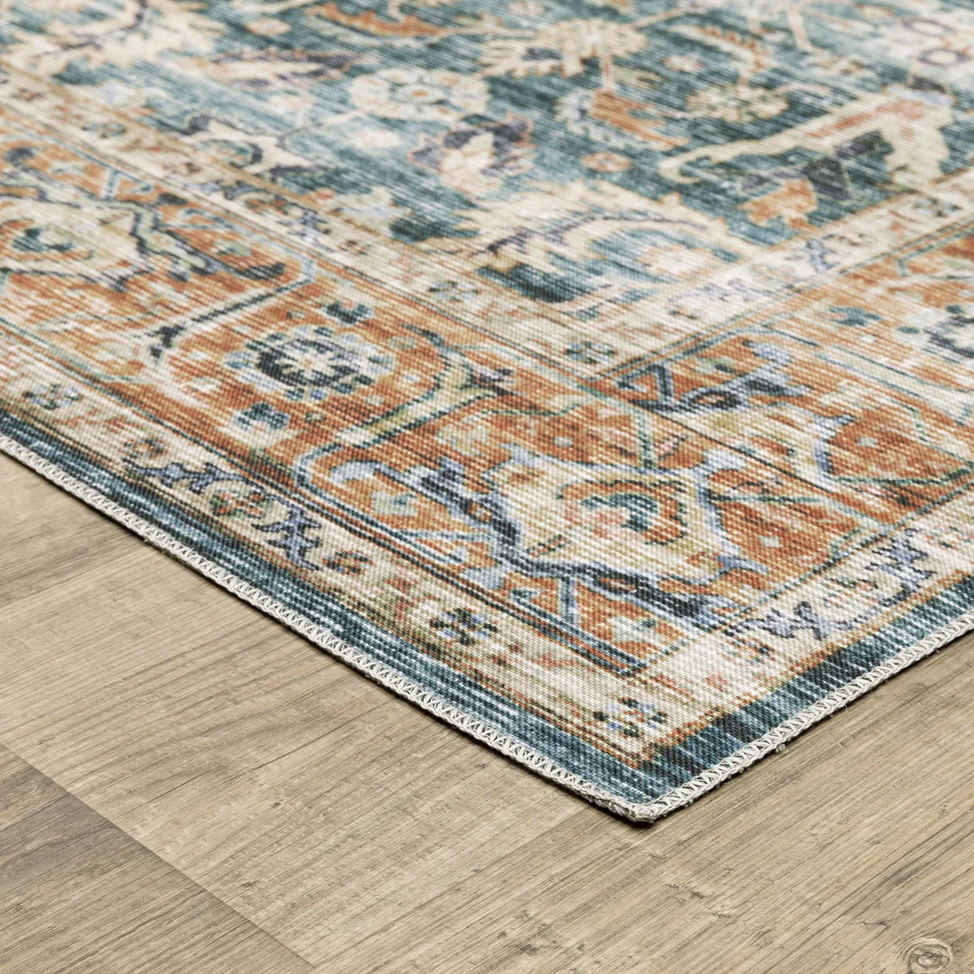 Charleston Blue Washable Rug - Image 3