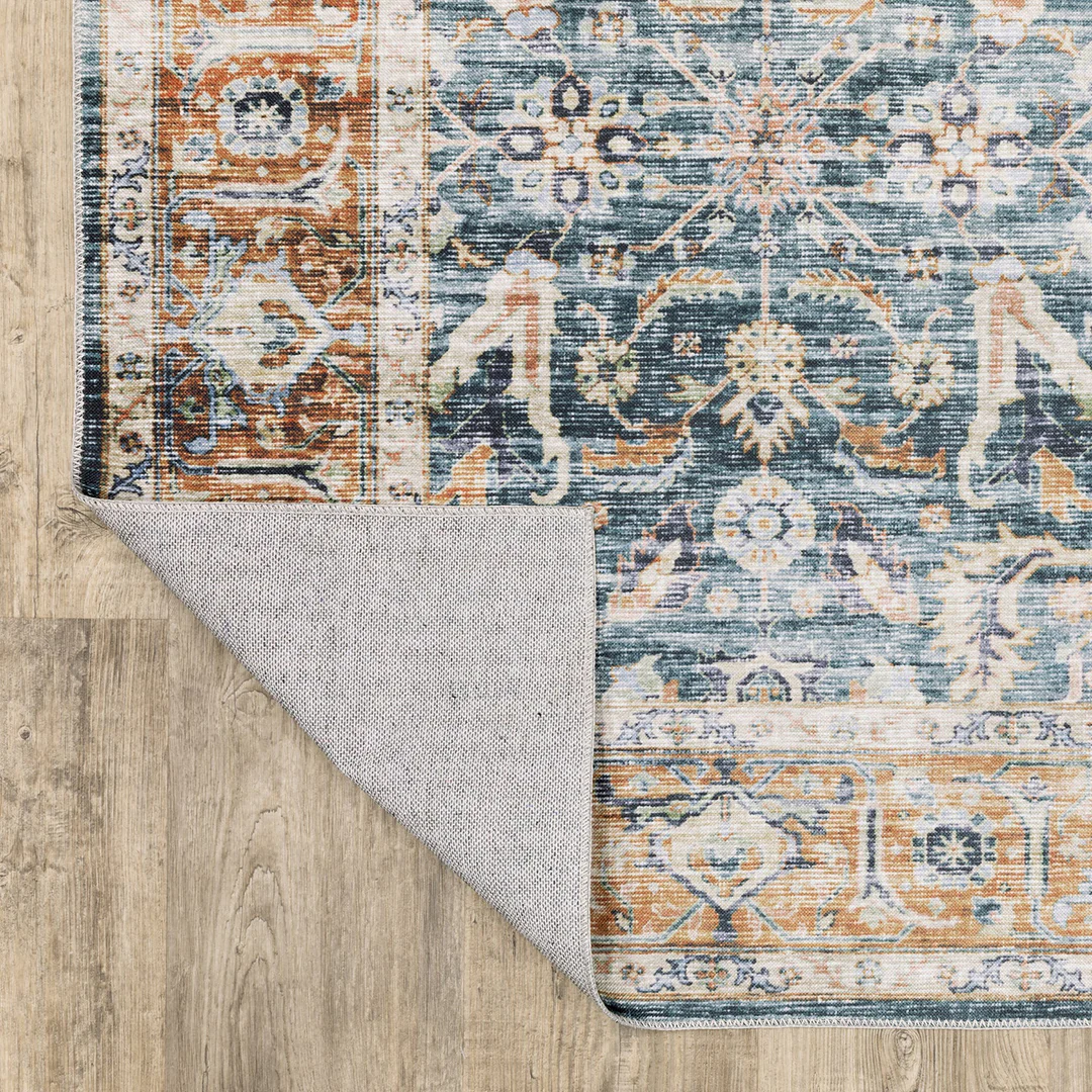 Charleston Blue Washable Rug - Image 4