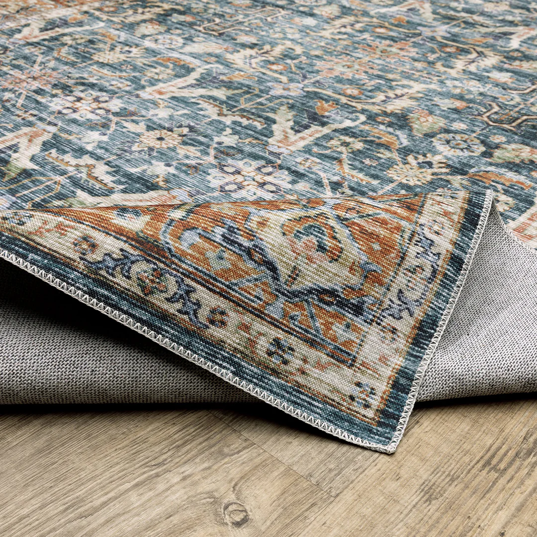 Charleston Blue Washable Rug - Image 5