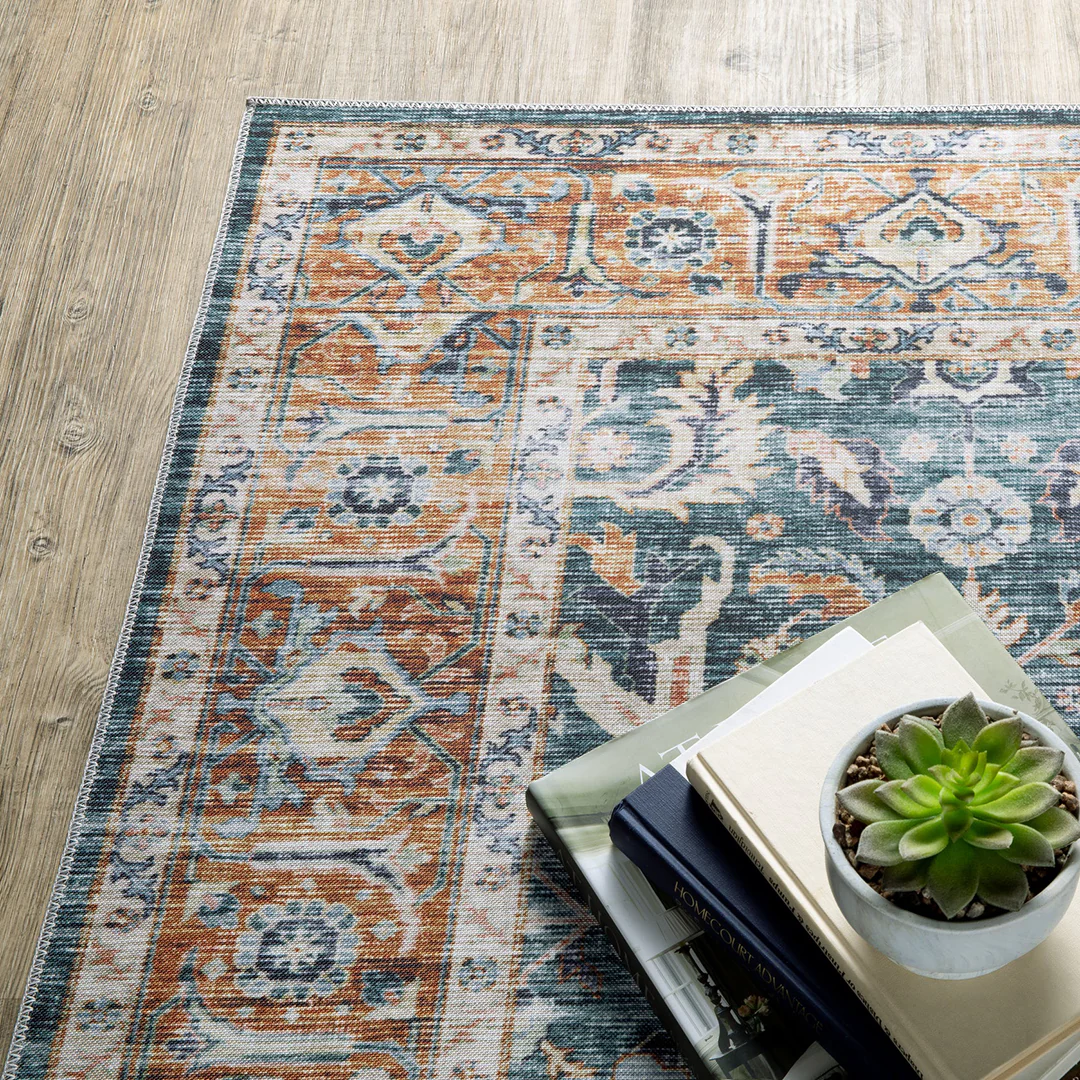 Charleston Blue Washable Rug - Image 6