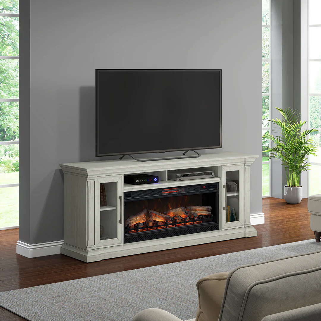 Christopher Media Mantel with Fireplace - 74 Inches - Image 2