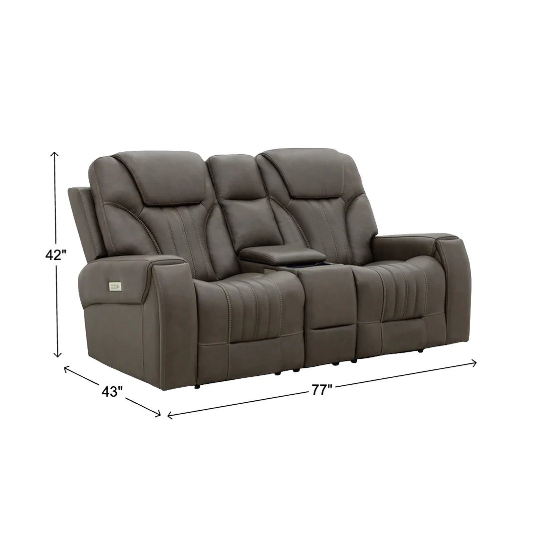 Clark Zero-G Home Theater Leather Loveseat with Console - Image 10