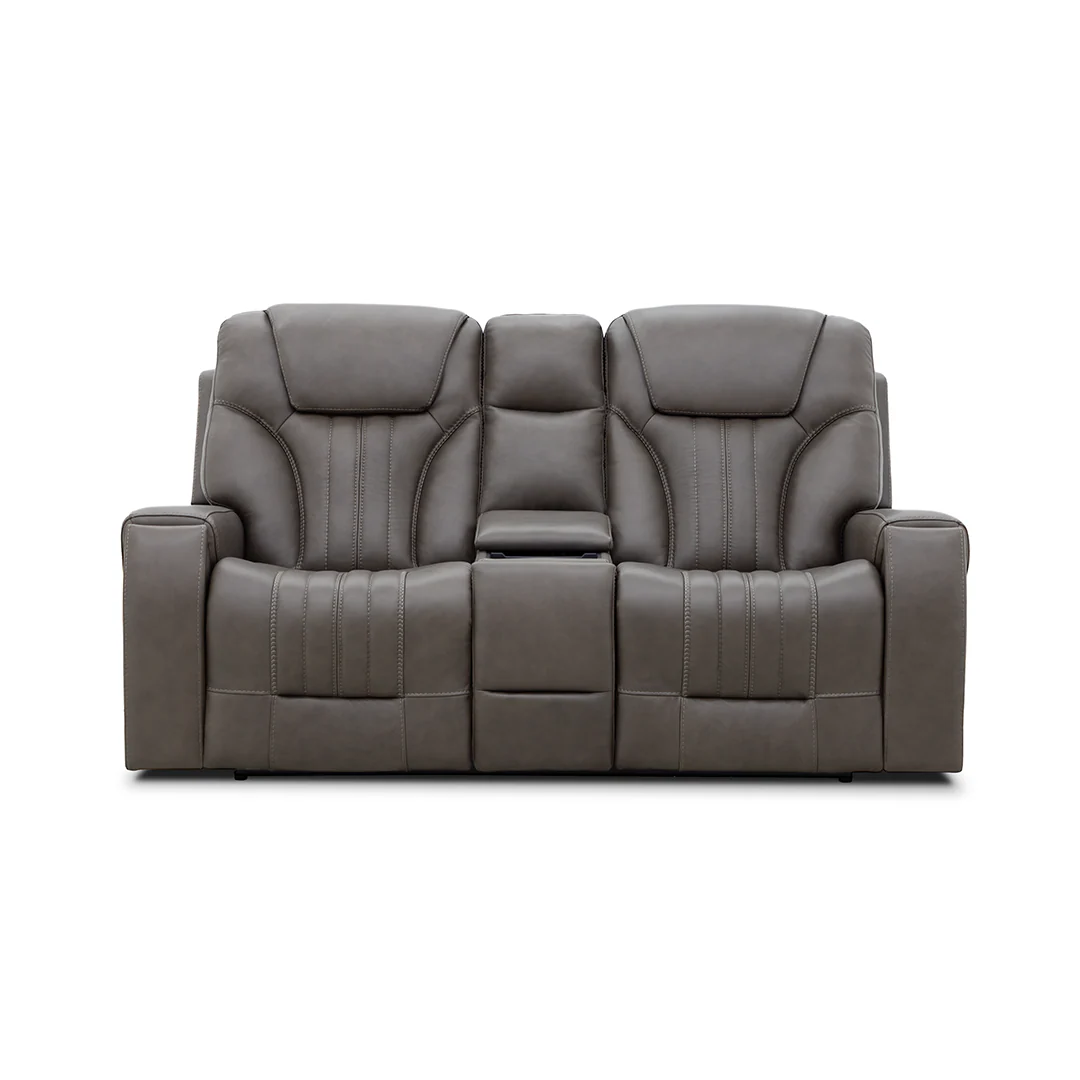 Clark Zero-G Home Theater Leather Loveseat with Console - Image 3
