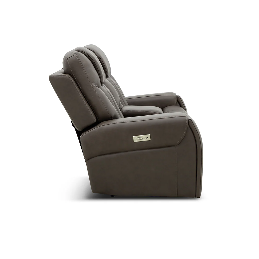 Clark Zero-G Home Theater Leather Loveseat with Console - Image 4