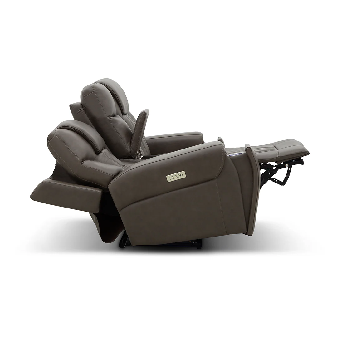 Clark Zero-G Home Theater Leather Loveseat with Console - Image 5