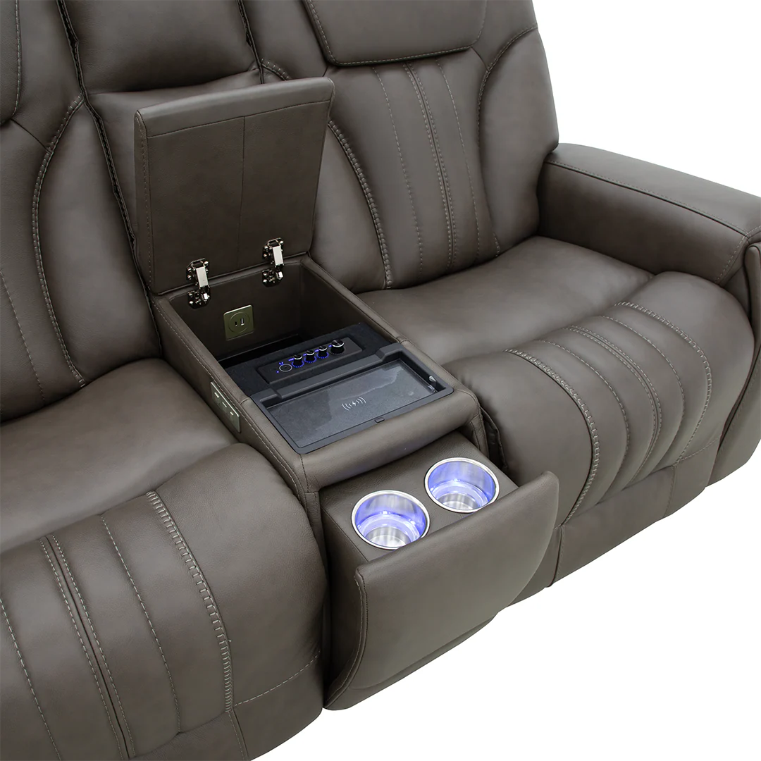 Clark Zero-G Home Theater Leather Loveseat with Console - Image 6