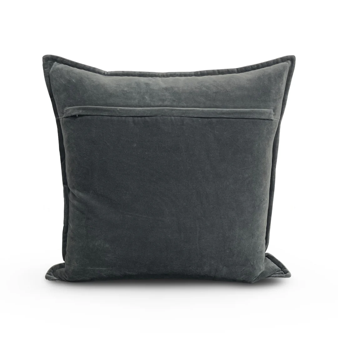 Cotton Velvet Pillow - Gray - Image 2