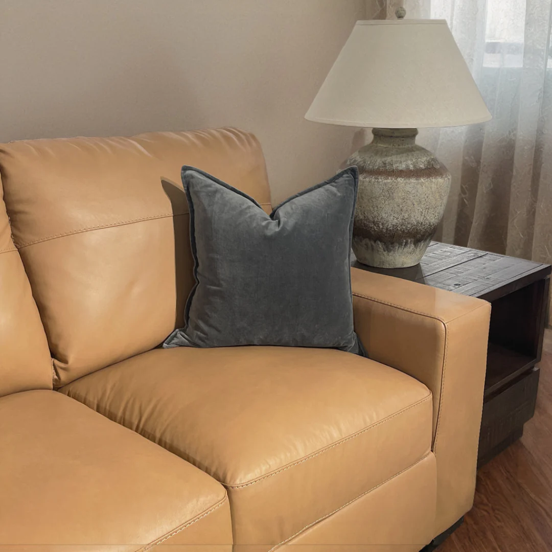 Cotton Velvet Pillow - Gray - Image 3