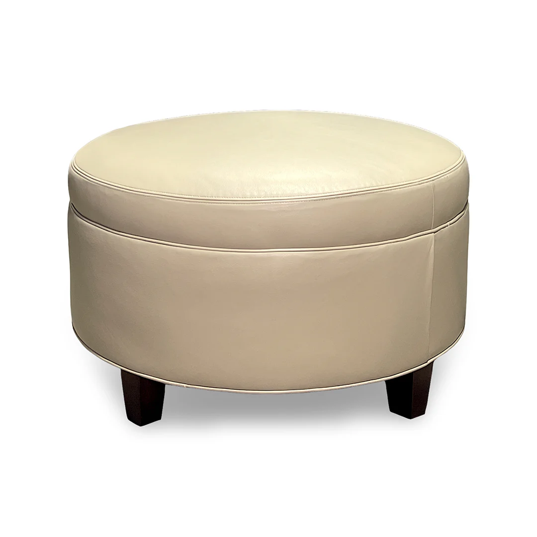Harper Round Leather Ottoman