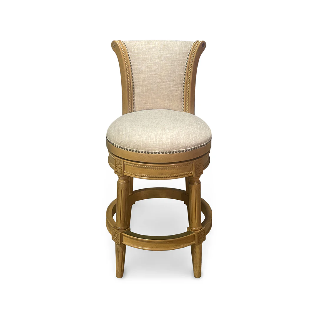 Henry Upholstered Swivel Stool - Beige - Image 3