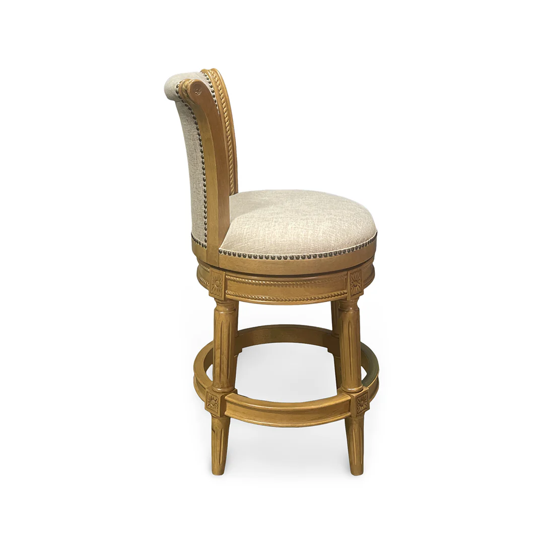 Henry Upholstered Swivel Stool - Beige - Image 4