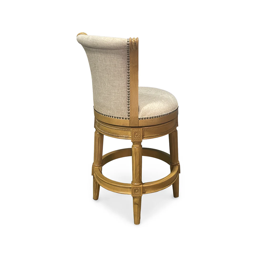 Henry Upholstered Swivel Stool - Beige - Image 5