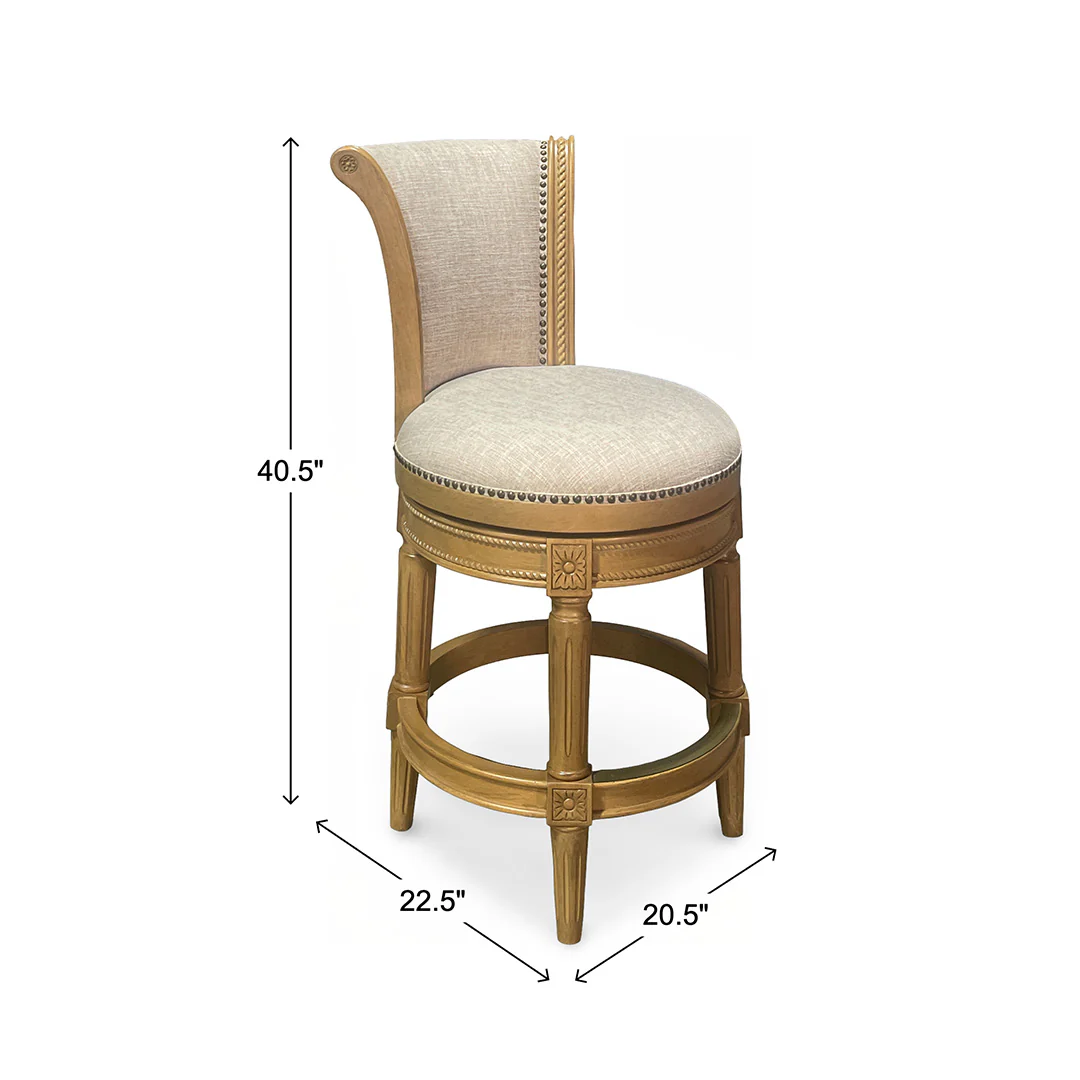 Henry Upholstered Swivel Stool - Beige - Image 9