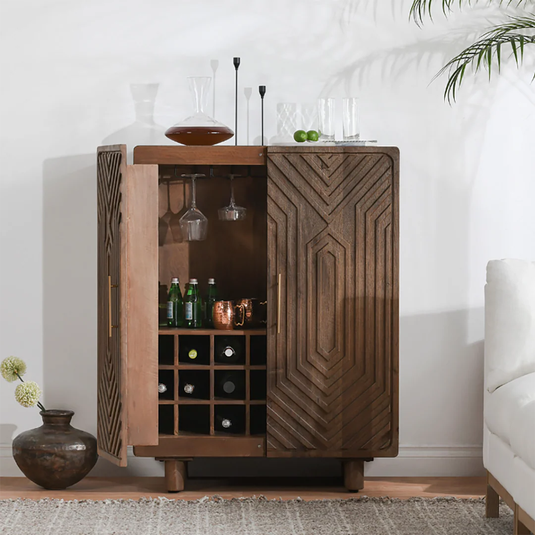 Holmes Mango Wood Artisan Bar Cabinet - Image 3