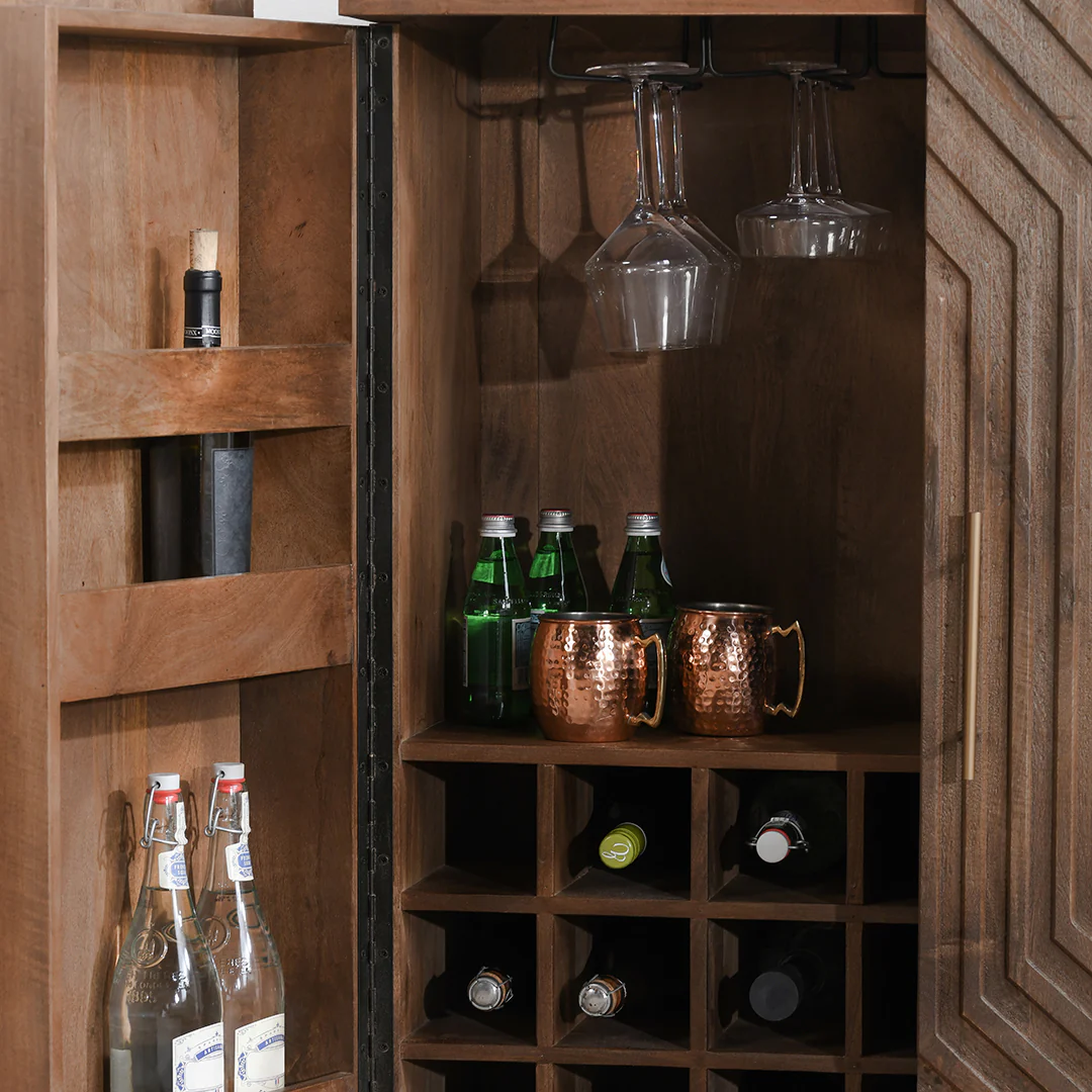 Holmes Mango Wood Artisan Bar Cabinet - Image 8
