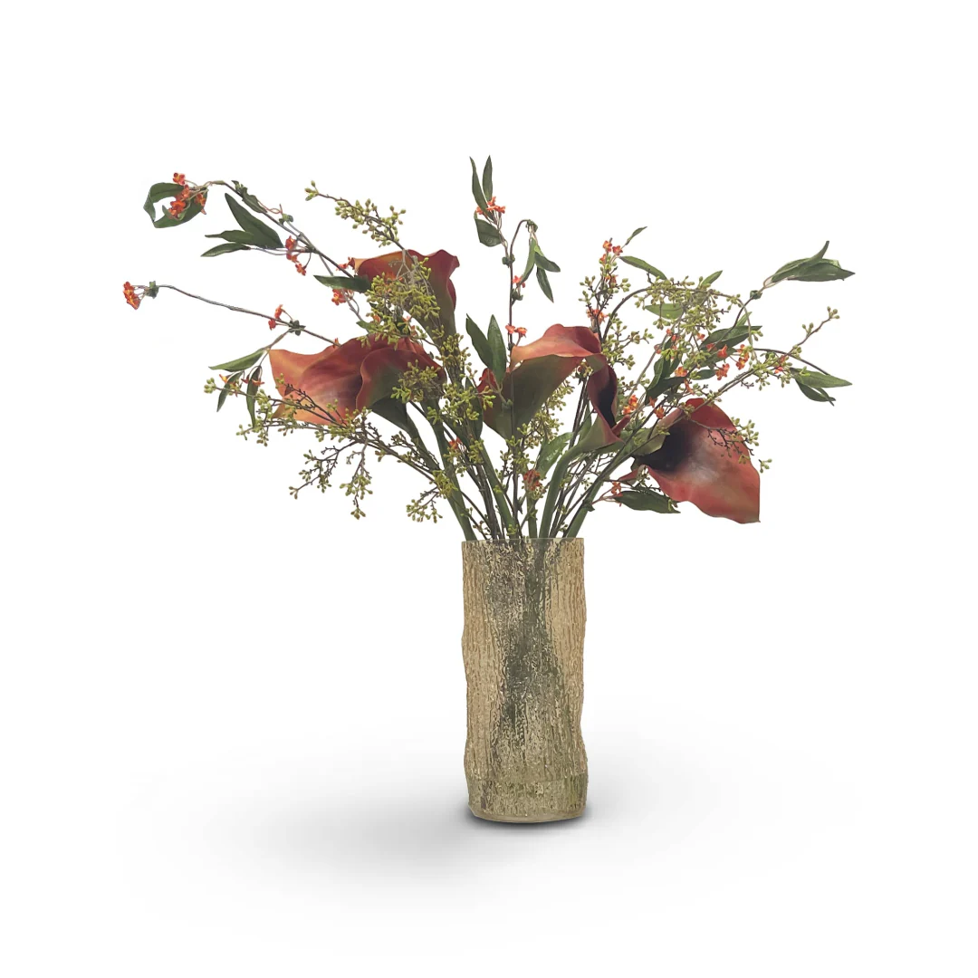 Red Calla Lily in Glass Vase - Image 3