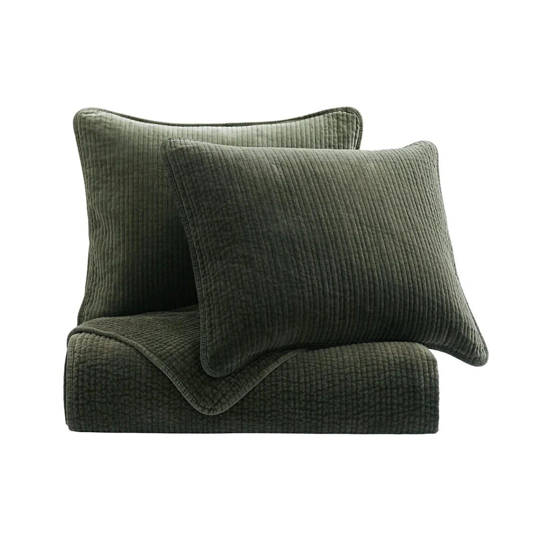 Stonewash Green Quilted Coverlet Set - Image 2