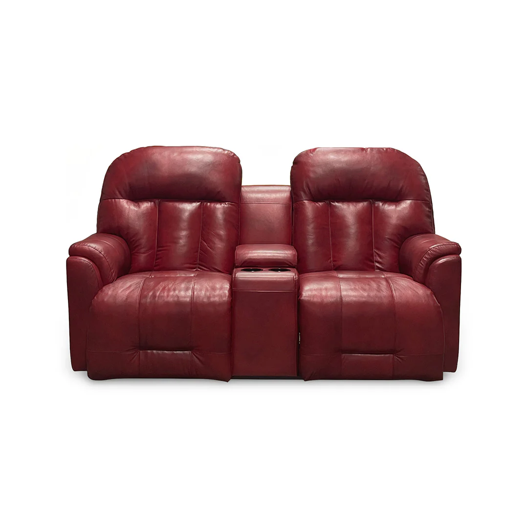 Suitably Leather Power Reclining Loveseat with Console - Image 3