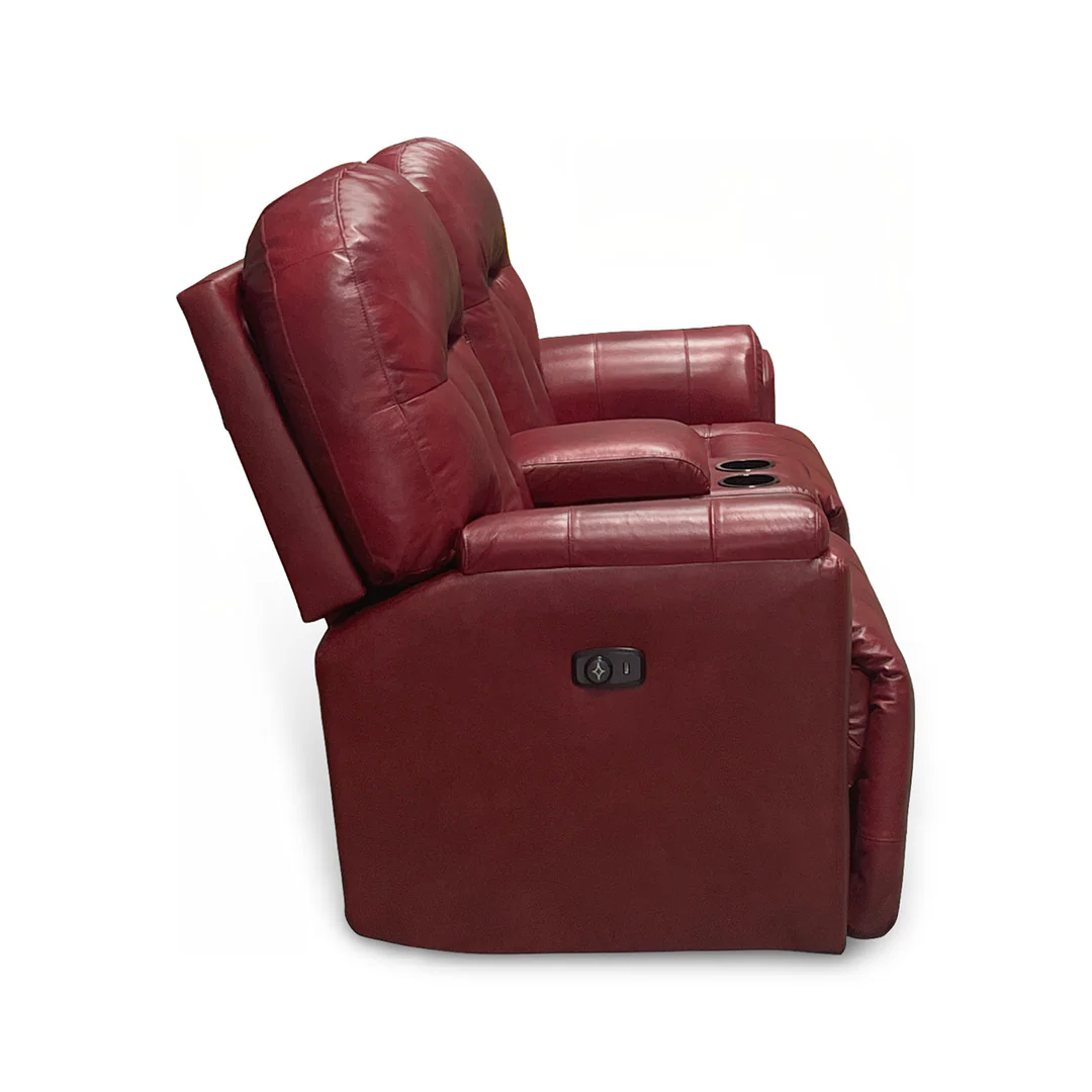 Suitably Leather Power Reclining Loveseat with Console - Image 6