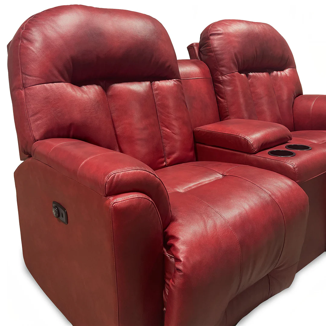 Suitably Leather Power Reclining Loveseat with Console - Image 9